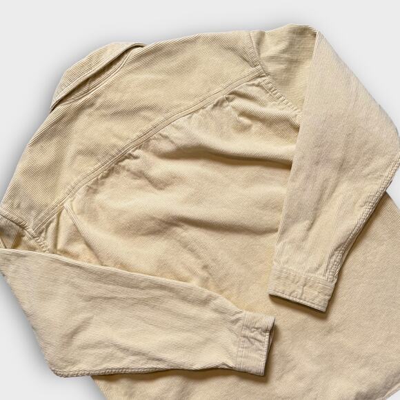H AND M CREAM CORDUROY BUTTON UP SHACKET SHIRT JACKET OVERSIZED LARGE - Picture 4 of 7